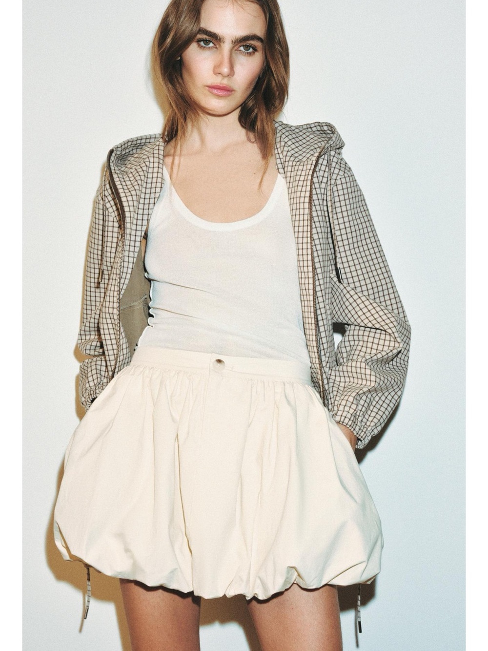 Zara Cream Bubble Mini Skirt
